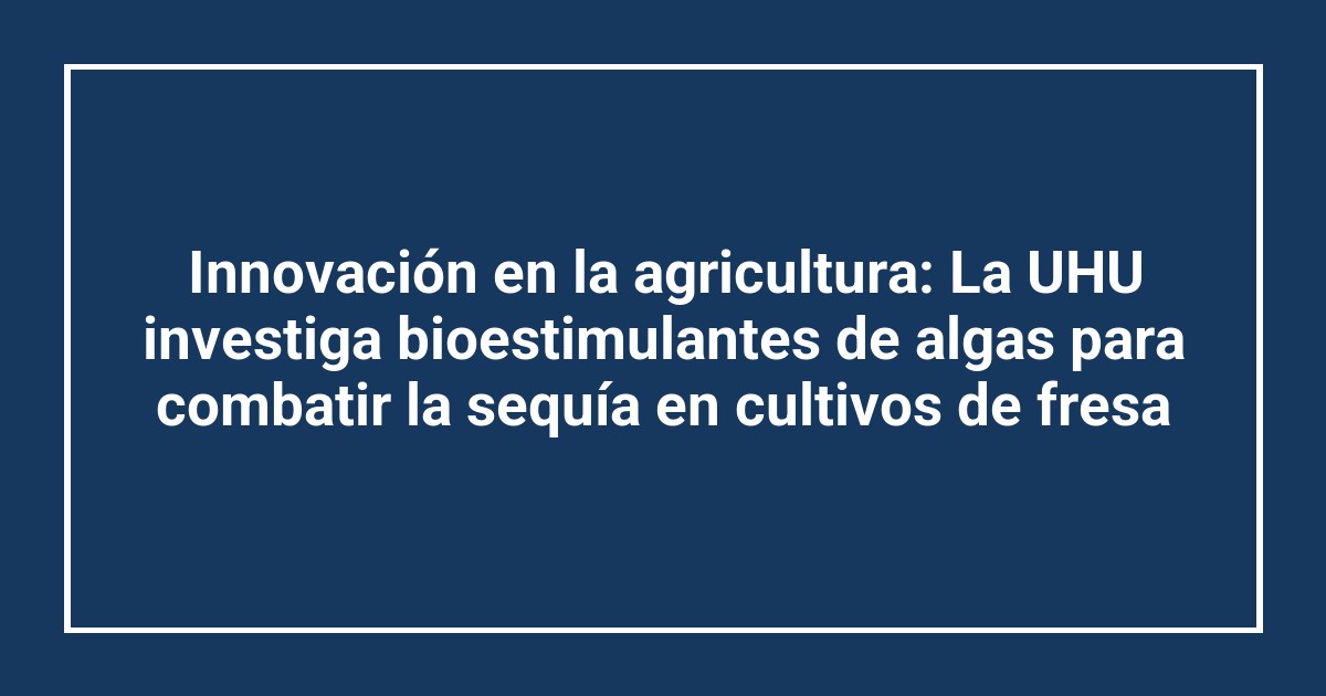 Innovación en la agricultura: La UHU investiga bioestimulantes de algas para combatir la sequía en cultivos de fresa